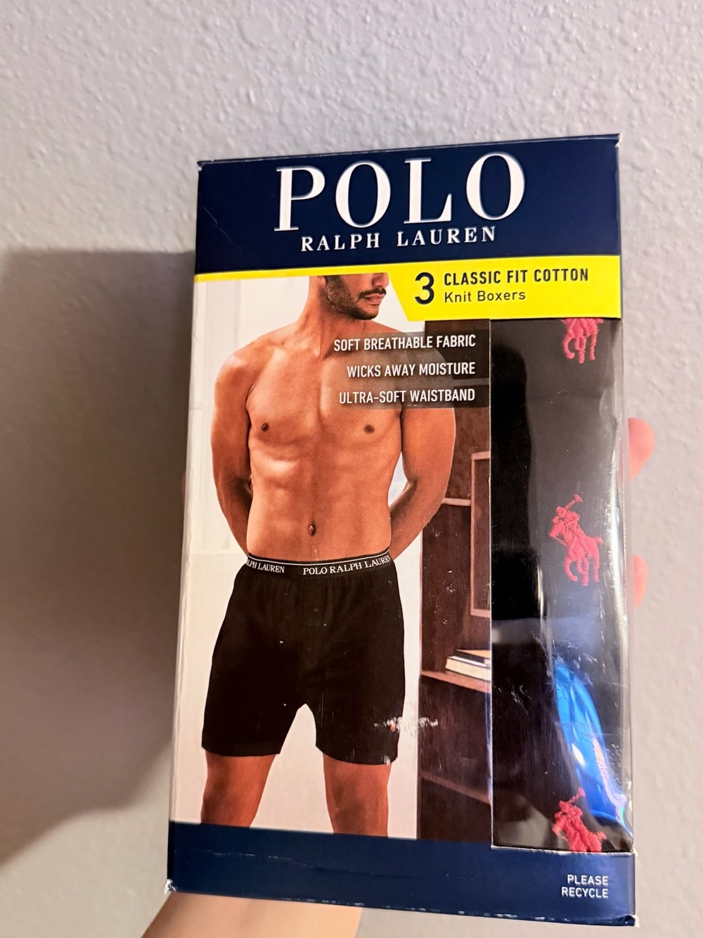 Polo by Ralph Lauren Black Knit Boxers with Red Pony Accent (3-Pack)
